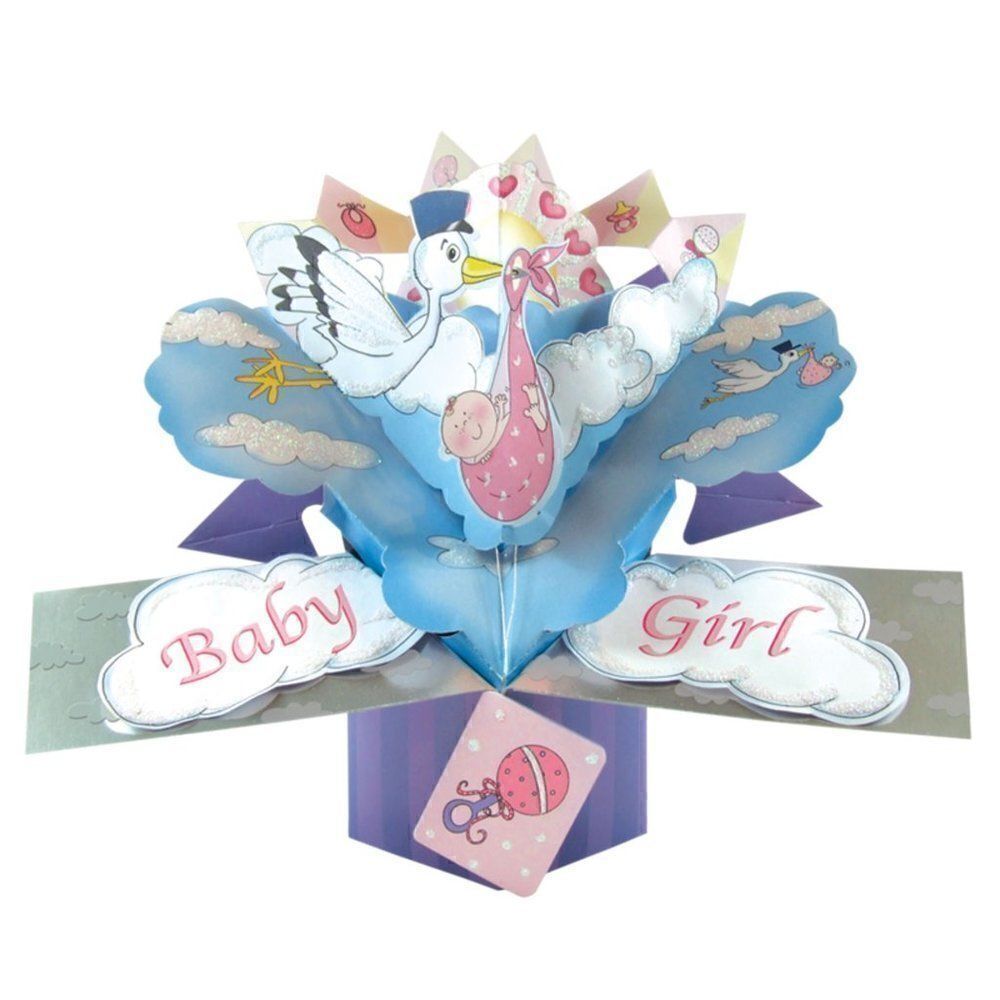 New Baby Girl Pop Up Greeting Card